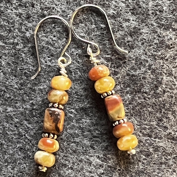 Red Creek Jasper & Russian Blood Serpentine Jade Earrings - Picture 1 of 4